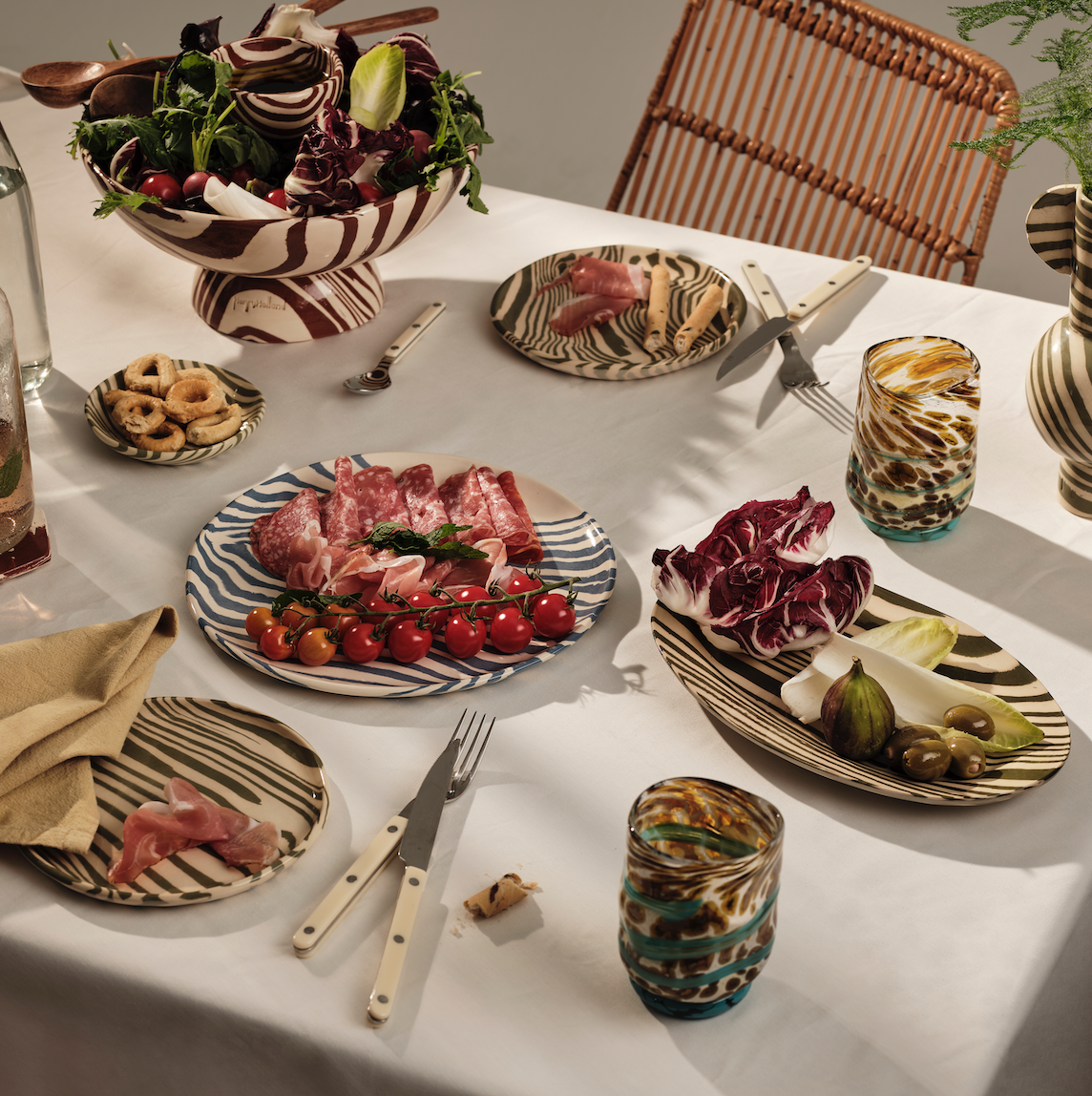 Green & White Marble Side Plate