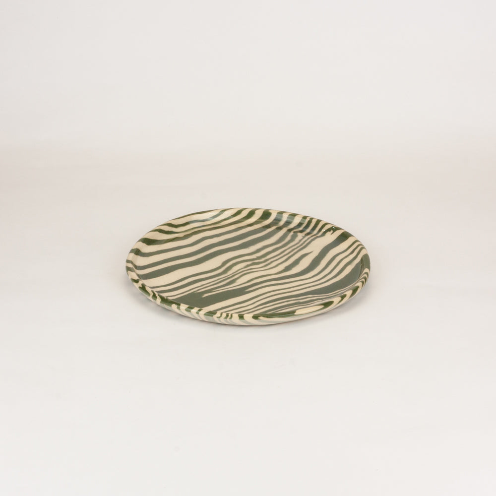Green & White Marble Side Plate
