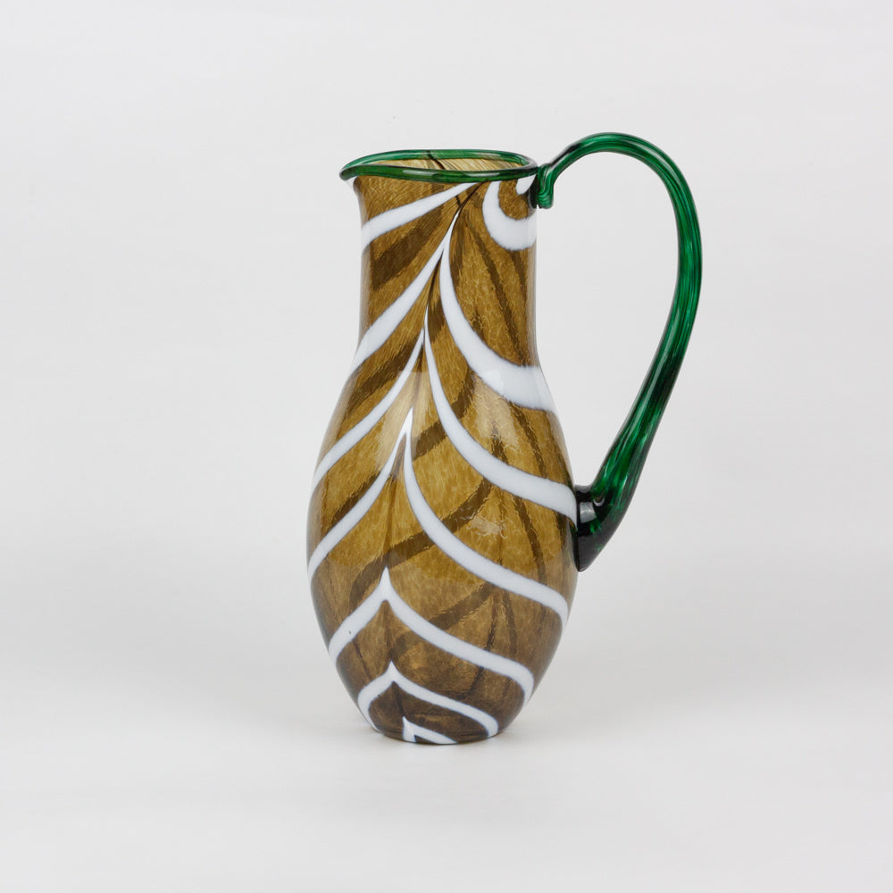 Tortoise & White Swirl Glass Pitcher