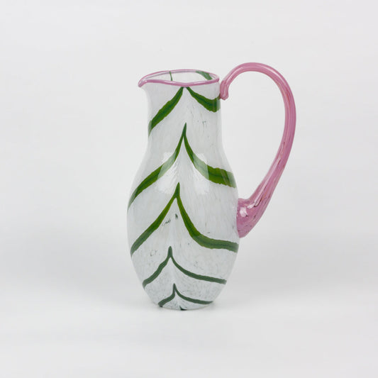 Green & Pink Swirl Glass Pitcher