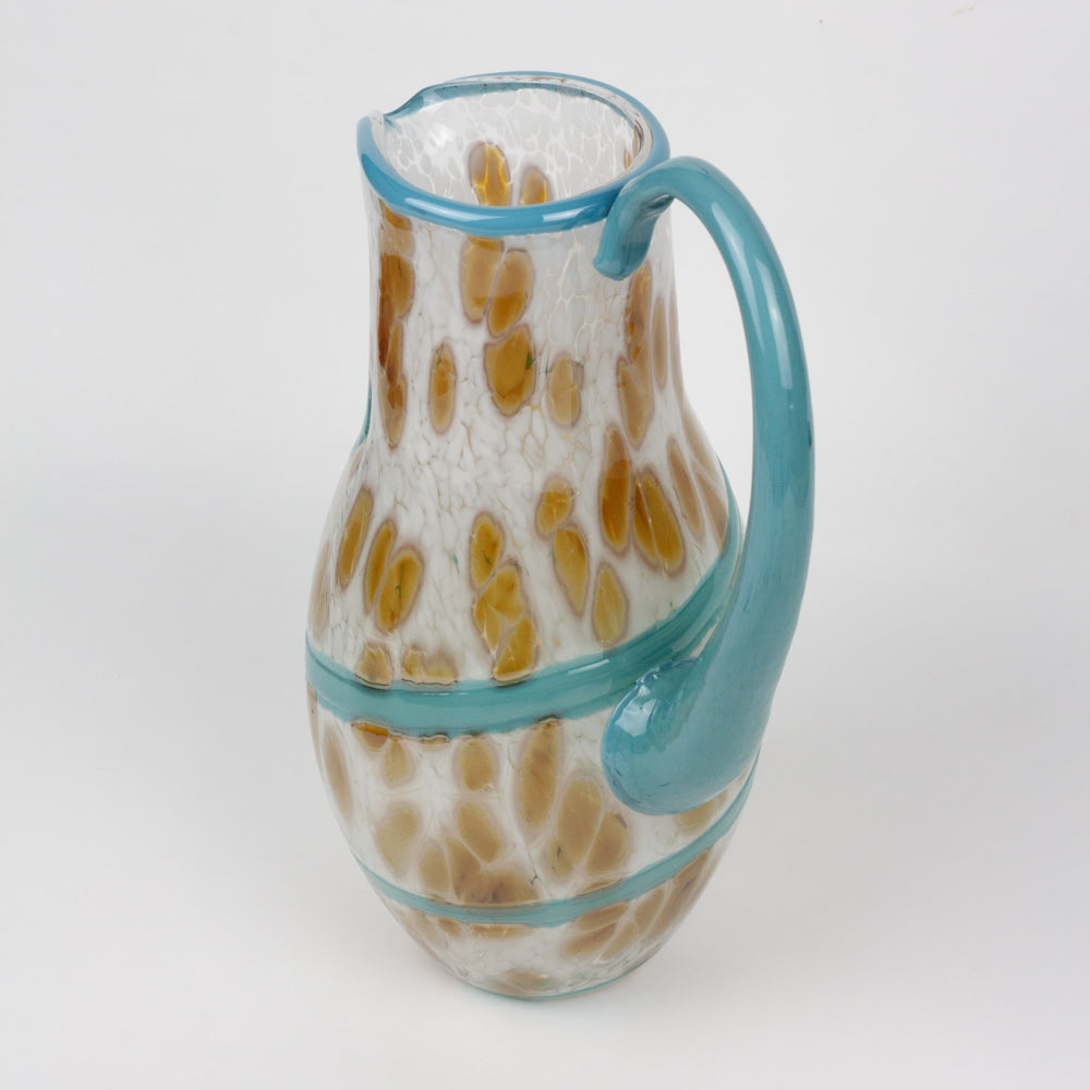 Turquoise & White Trail Glass Pitcher