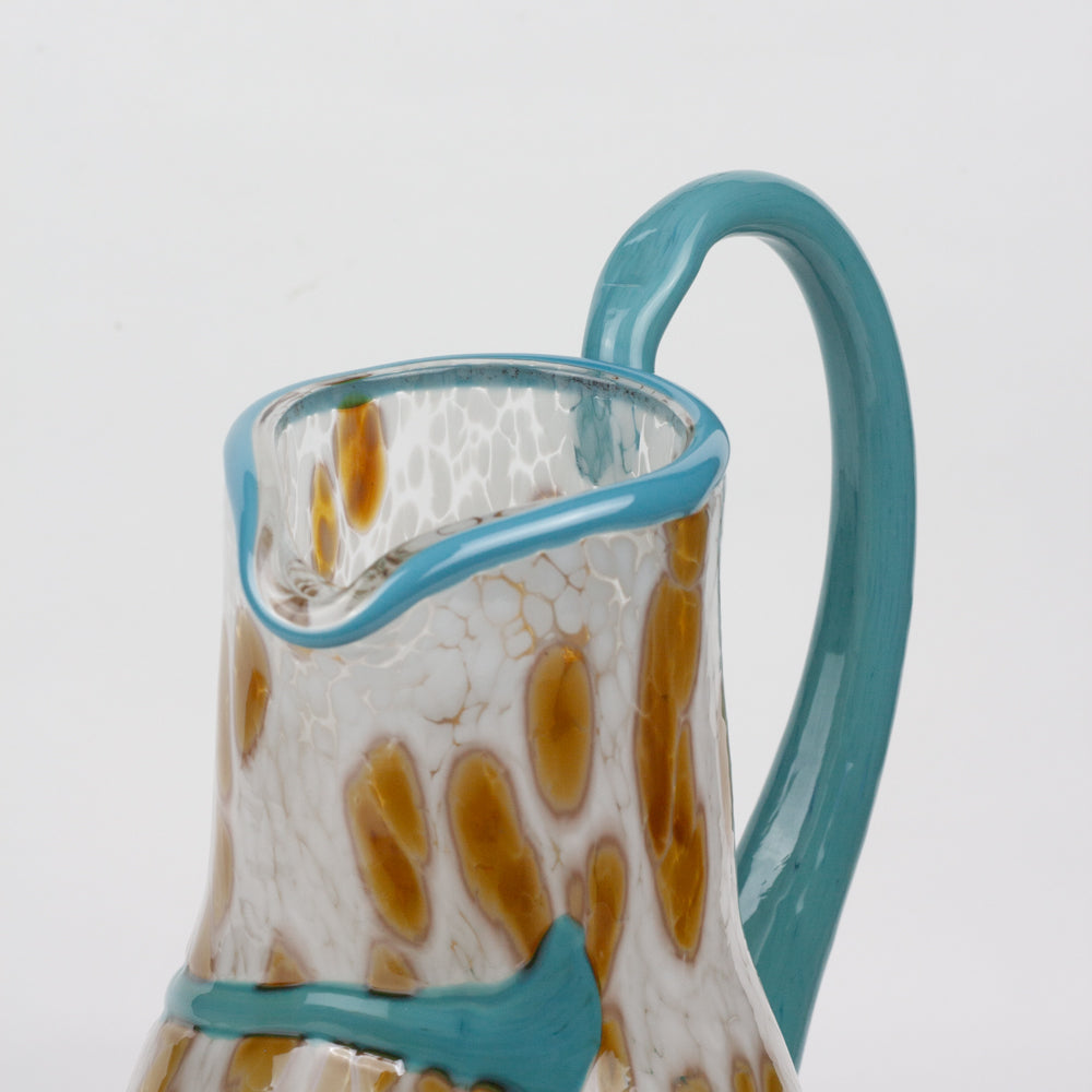Turquoise & White Trail Glass Pitcher