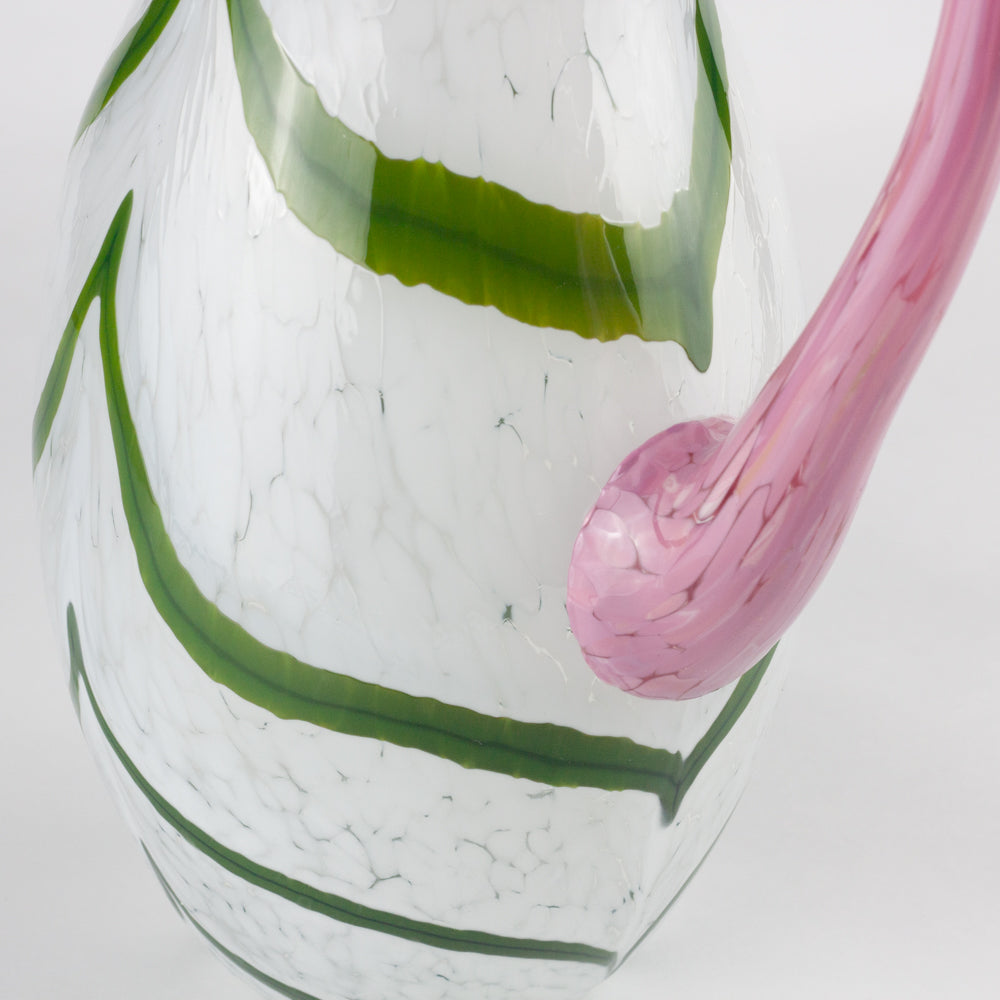 Green & Pink Swirl Glass Pitcher