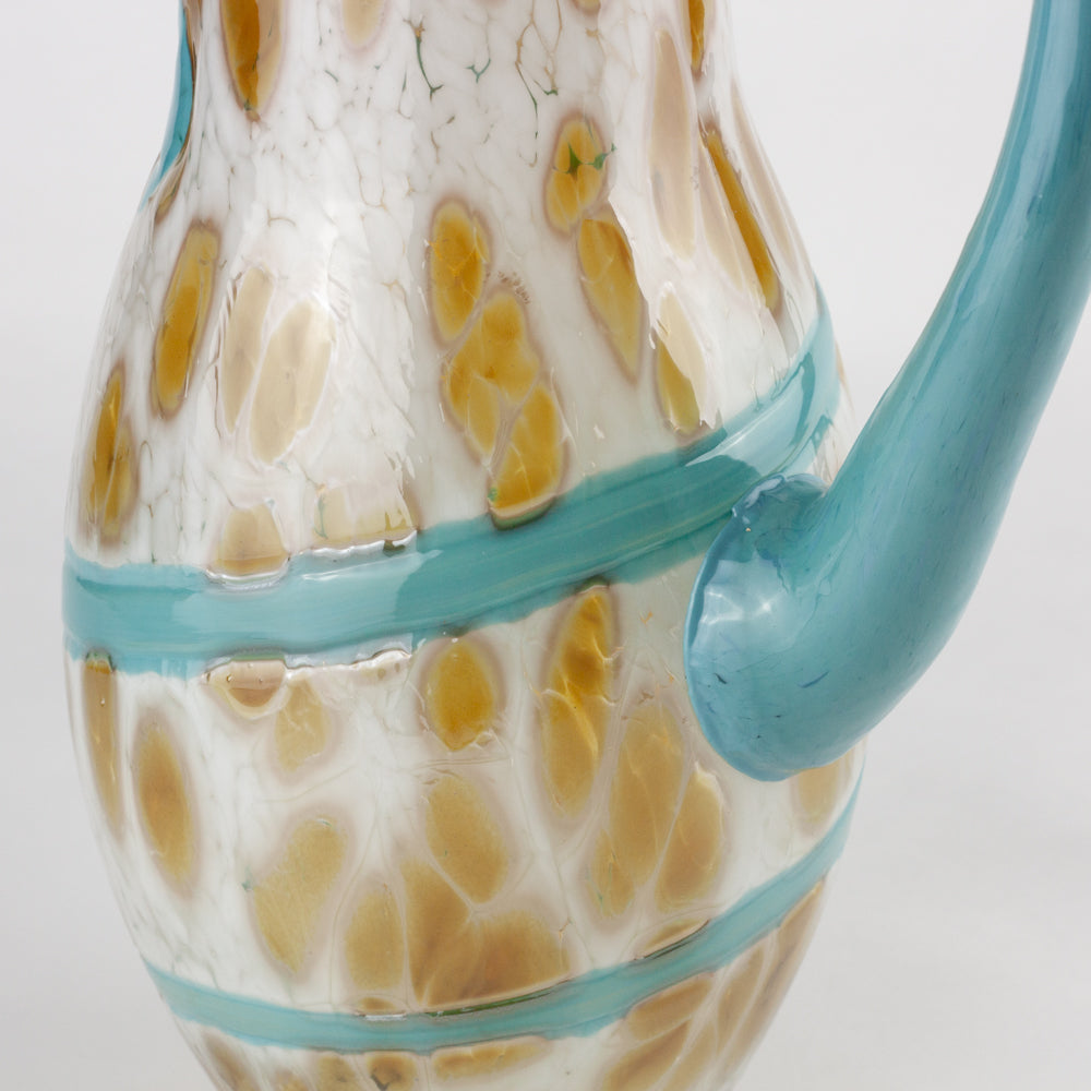 Turquoise & White Trail Glass Pitcher