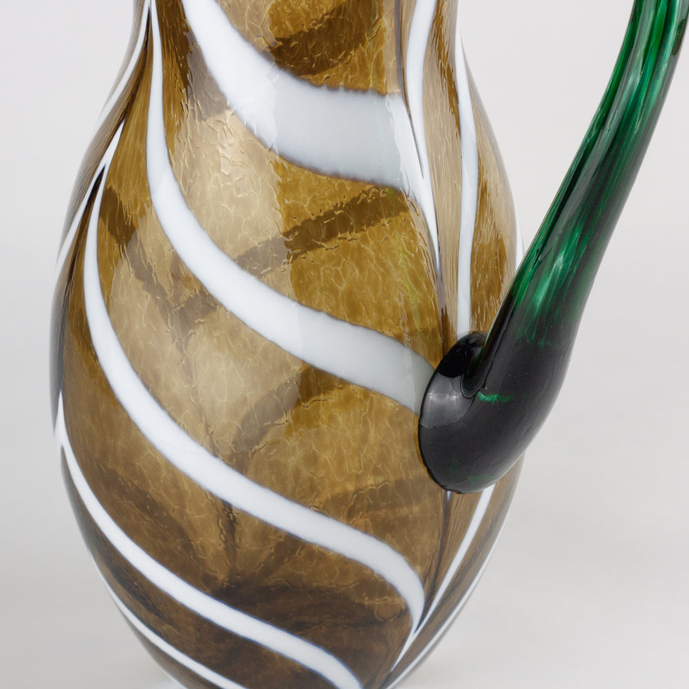 Tortoise & White Swirl Glass Pitcher